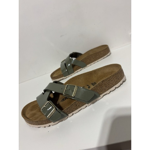 Birkenstock Women Size EUR 38 US Size L7 M5 Yao Green Patent Leather Sandal - Picture 3 of 8